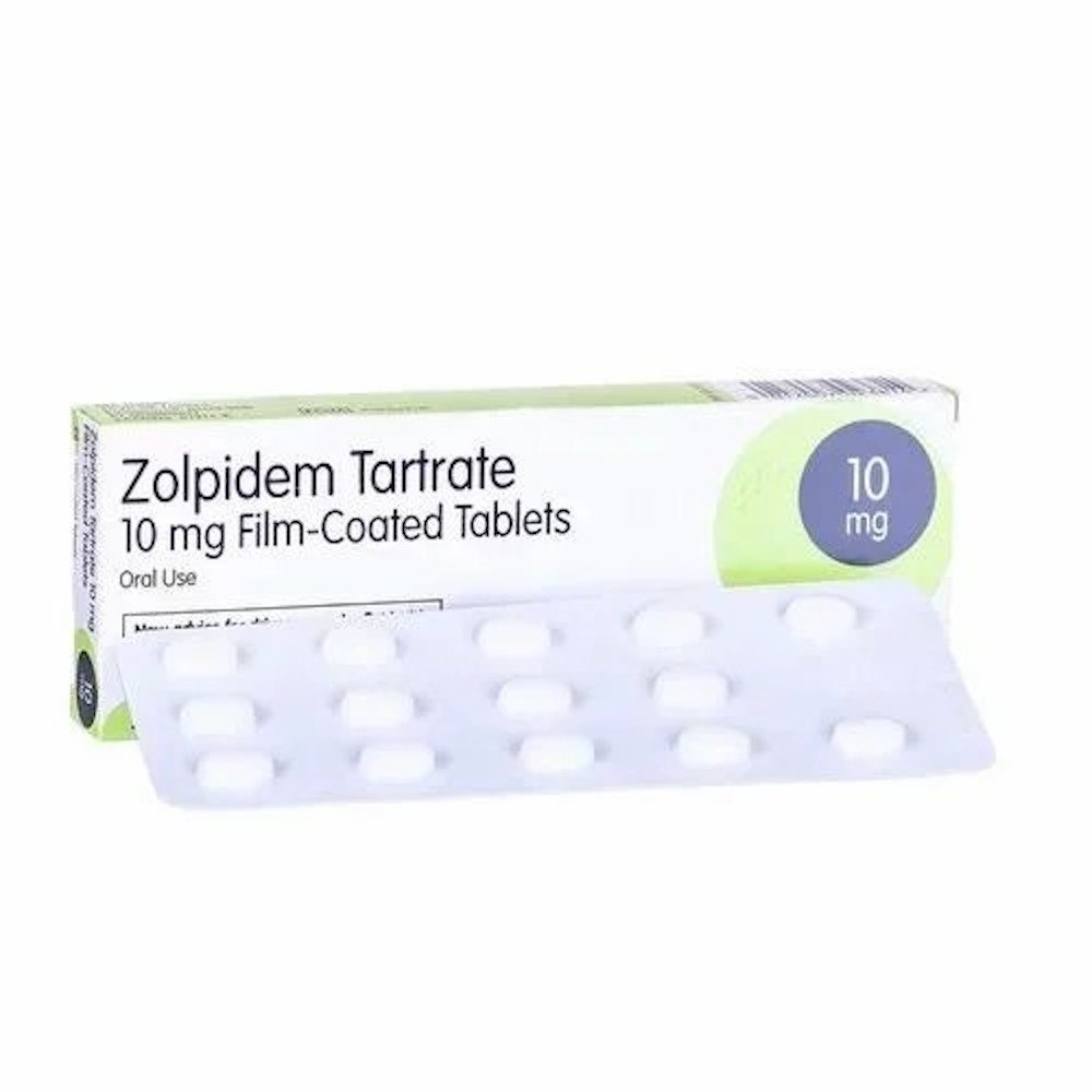 A box of Zolpidem 10mg film-coated tablets by Teva, with 10 tablets.
